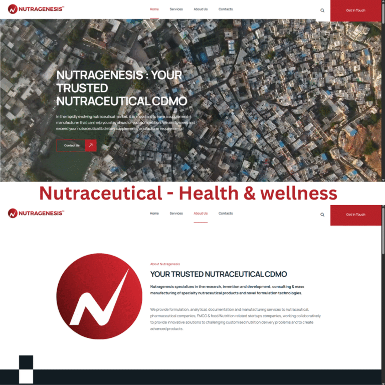 Nutragenesis CDMO corporate WordPress website developed by Technical Himanshu